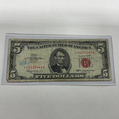 -179- CURRENCY | 1963 Red Seal Five Dollar Star Note