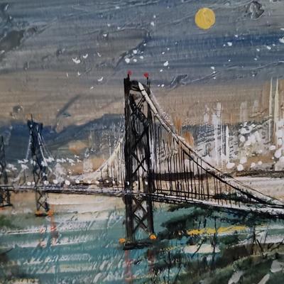 Vintage framed John Checkley Painting of Bridge