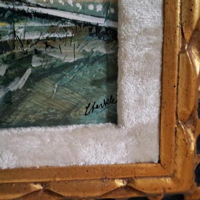 Vintage framed John Checkley Painting of Bridge