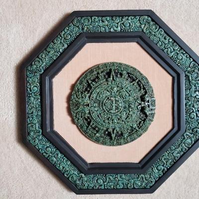 Vintage Aztec Sun Stone Crushed Malachite mexico