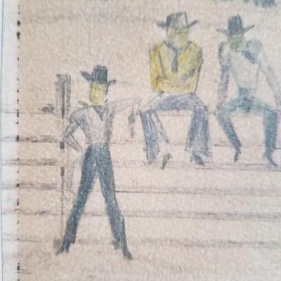 Naive Original drawing of cowboys