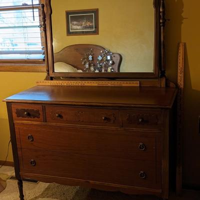 Antique Dresser and Mirror, Matches Bed
