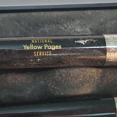 Vintage box of 10 new Ticonderoga pencils and advertising Parker pens