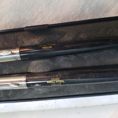 Vintage box of 10 new Ticonderoga pencils and advertising Parker pens