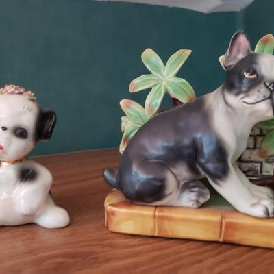 2 porcelain dogs figurines Boston Terrier Lifton's