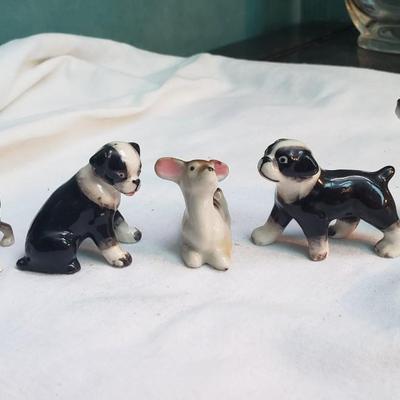 Miniature dog figurines Boston Terriers collection