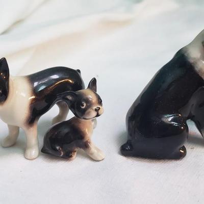 Miniature dog figurines Boston Terriers collection