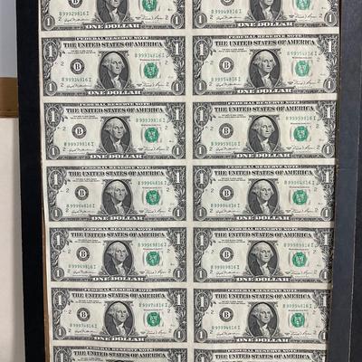 -220- CURRENCY | 1981-B Uncut Sheet of Dollar Bills