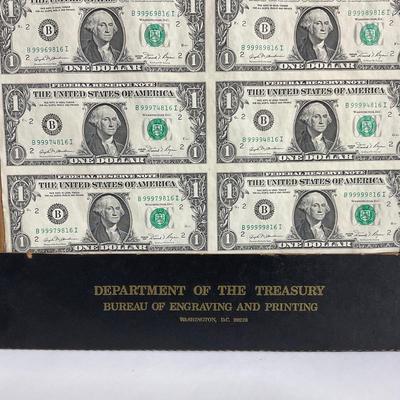 -220- CURRENCY | 1981-B Uncut Sheet of Dollar Bills