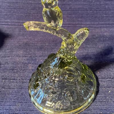 Vintage Fenton Colonial Green Owl Ring Holder