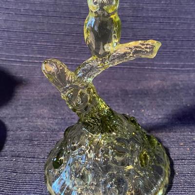 Vintage Fenton Colonial Green Owl Ring Holder