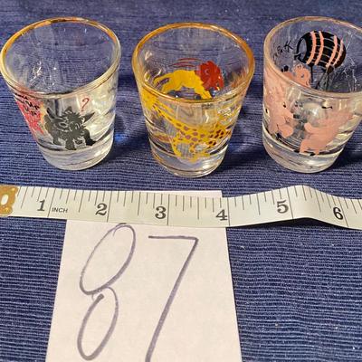 3 Vintage 1960s Shot Glasses