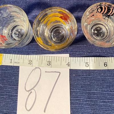 3 Vintage 1960s Shot Glasses