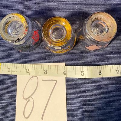 3 Vintage 1960s Shot Glasses