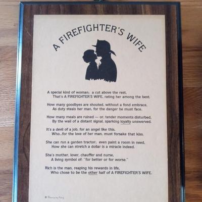 FIRE FIGHTERS PHOTO ALBUM AND WOOD PLACQUES WITH FIREMAN PRAYERS
