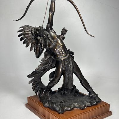 Vintage 1991 Franklin Mint Native American Starshooter by Lincoln Fox Indian Bronze Statue with Provenance & COA