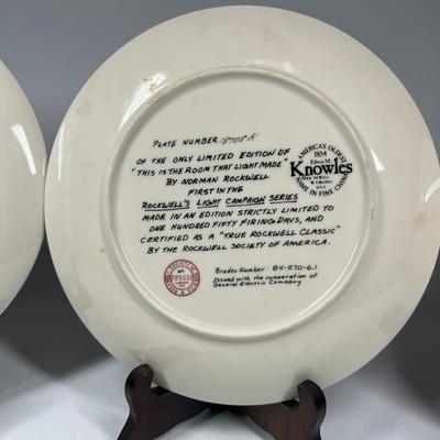 Vintage Norman Rockwell Light Campaign Series Collector Plates with Certificates of Authenticity
