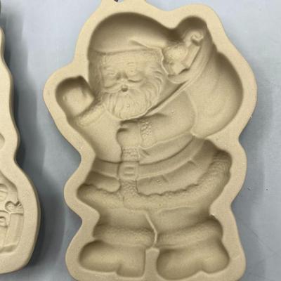 Retro Lot of Enesco Ceramic Pottery Cookie Mold Christmas Holiday Decor Christmas Tree, Santa, & Reef