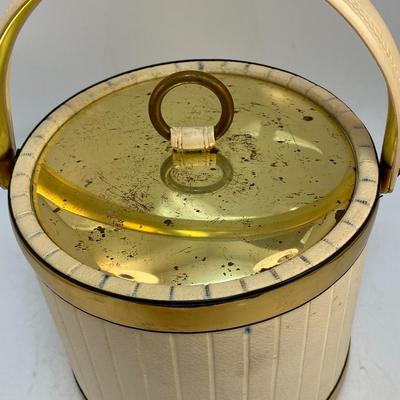 Vintage Midcentury Kraftware White and Gold Ice Bucket