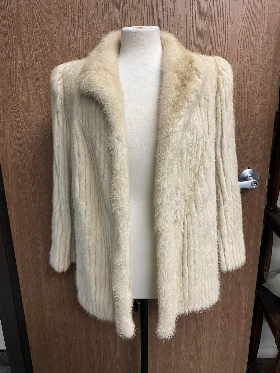 Vintage Retro Pearl Mink Fur Jacket Coat with Sales Receipt and