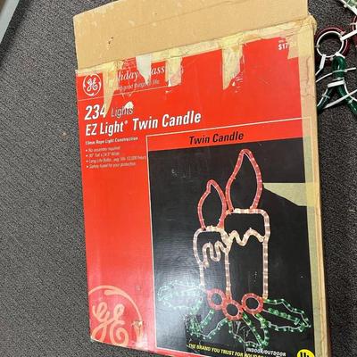 General Electric EZ Light Twin Candle Indoor Outdoor Christmas Holiday Light Up Decor
