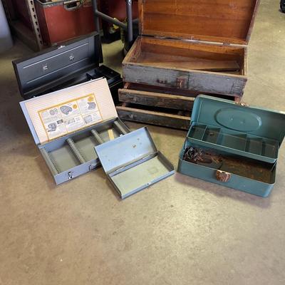 Lot 55 - Mix of wood and metal boxes/tool/storage boxes