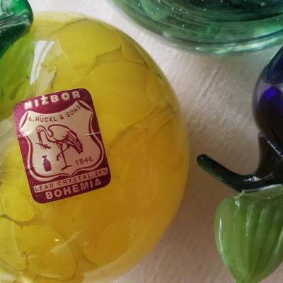 Glass paperweights Nizbor Bohemia, Fruit