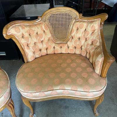 Lot 64 - Pair of Wood Framed Tufted Back Upholstered Chairs