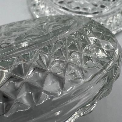 Pair of Crystal Glass Mid Century Art Deco Cigarette Ashtrays