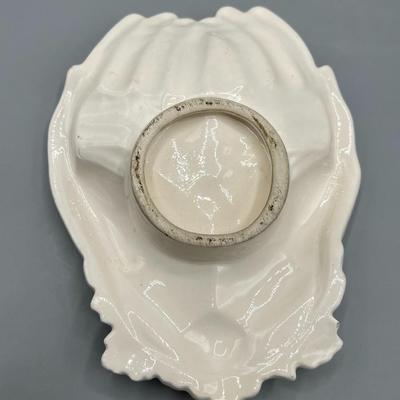 Vintage White Ceramic Open Hands Grapes Trinket Dish