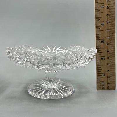 Pair of Small Vintage Crystal Glass Sawtooth Open Compote Stemmed Dishes