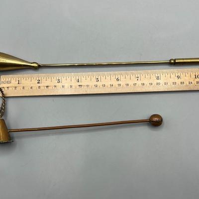 Pair of Vintage Brass Metal Gold Tone & Wreath Candle Snuffers