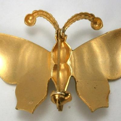 Vintage Damascene Butterfly Brooch Pin