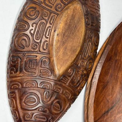 Vintage Art Deco Hawaiian Tiki Carved Wooden Design Lidded Trinket Dish