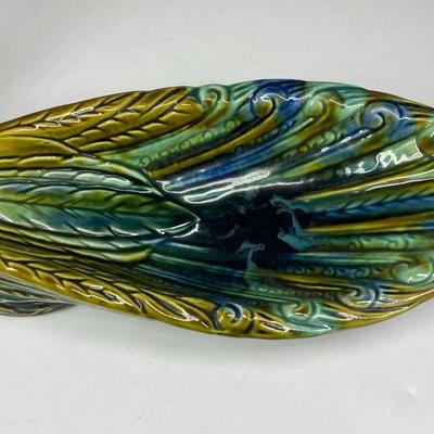 Vintage Ceramic Peacock FIgurine Mid-Century Art Deco Candy Trinket Dish