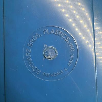 Vintage Schwarz Bros. Plastics Inc. Blue White Floral Motif Art Deco Office Trash Can