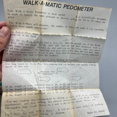 Vintage Walk-A-Matic Pedometer with Instructions & Box