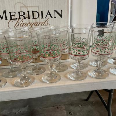 12-Christmas stem glassware.