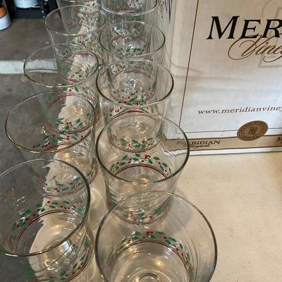 12-Christmas stem glassware.