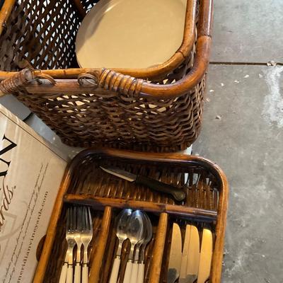 Four piece picnic set and basket/ see description