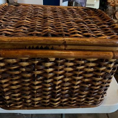Four piece picnic set and basket/ see description