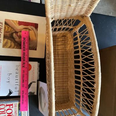Miscellaneous basket/masks and books