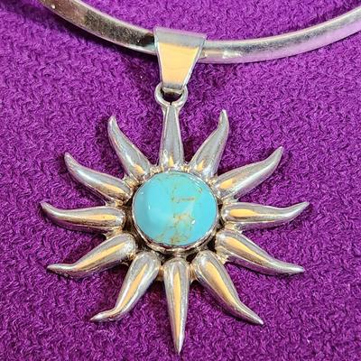 Sterling Collar Choker with Turquoise Stone