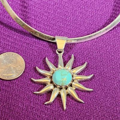 Sterling Collar Choker with Turquoise Stone