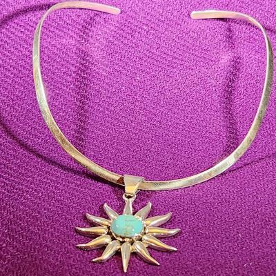Sterling Collar Choker with Turquoise Stone