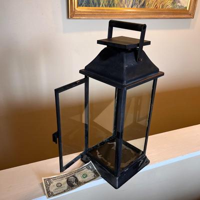 TALL CANDLE LANTERN GLASS, METAL
