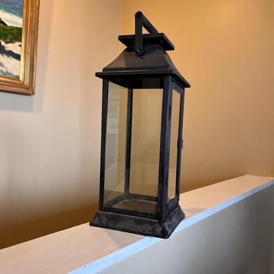 TALL CANDLE LANTERN GLASS, METAL