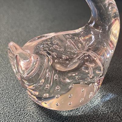 CLEAR ARTISAN BLOWN GLASS SWAN w/ BUBBLES