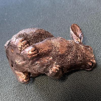 BUNNY RABBIT FIGURAL AGED LOOK METALLIC FINISH
