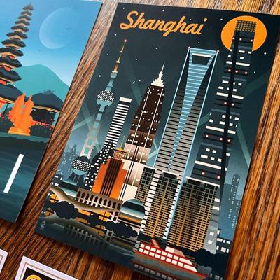 VINTAGE LOOK TRAVEL ADVERTISEMENT CARDS- ASIA